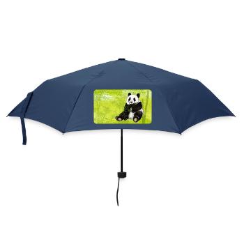 Ours panda mignon avec bambou dans la forêt de bambous - Parapluie standard - marine - Devant