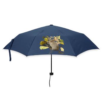 Maus im Laub - Regenschirm (klein) - Navy - Vorne