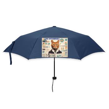 Feline Economist in Infographics - Umbrella (small) - navy - Front