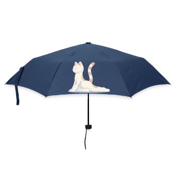 Katze in meditativer Yoga-Pose - Regenschirm (klein) - Navy - Vorne