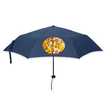 Sunny - Art ovale jaune éclatant de jonquilles - Parapluie standard - marine - Devant