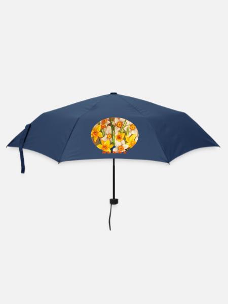 Sunny - Vibrant Yellow Daffodils Oval Art - Umbrella (small) - navy