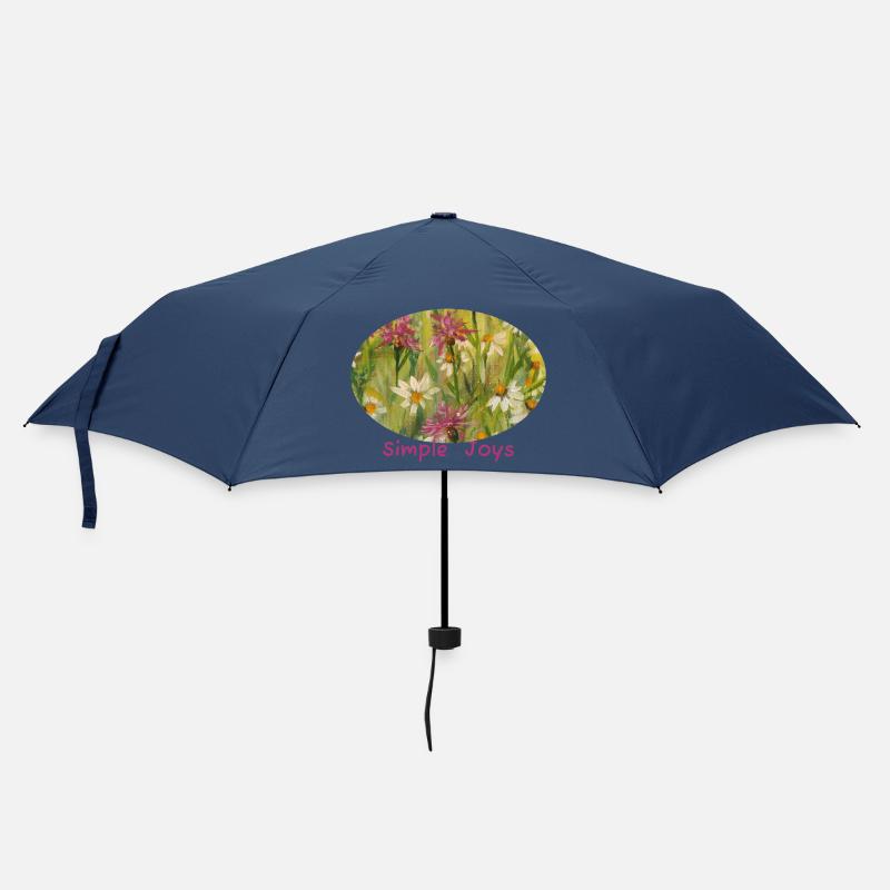 Simple Joys – Wildblumen-Gänseblümchen-Ellipse - Regenschirm (klein) - Navy