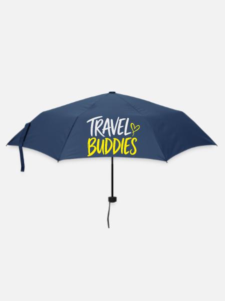 Travel Buddies Schriftzug - Regenschirm (klein) - Navy