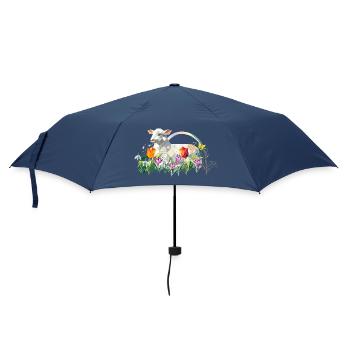 Frühlingslamm mit Blumen und Schmetterlingen - Regenschirm (klein) - Navy - Vorne