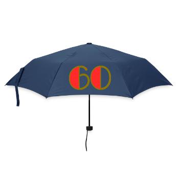 60. 60 JAHRE. 60-JÄHRIGES JUBILÄUM. 60. GEBURTSTAG. - Regenschirm (klein) - Navy - Vorne