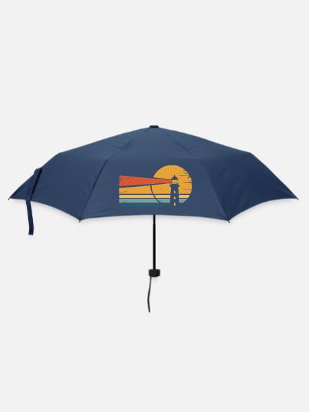 Leuchtturm Retro-Sonnenuntergang - Regenschirm (klein) - Navy