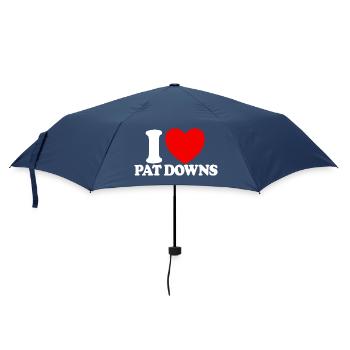 Ich liebe Pat Downs Rotes Herz Lustiger Flughafen - Regenschirm (klein) - Navy - Vorne