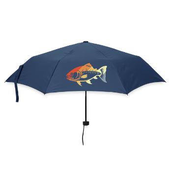 Fisch Grafik Retro Stil - Regenschirm (klein) - Navy - Vorne