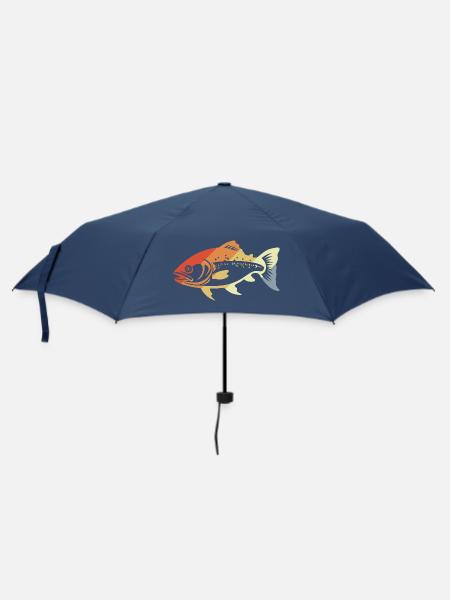 Fisch Grafik Retro Stil - Regenschirm (klein) - Navy