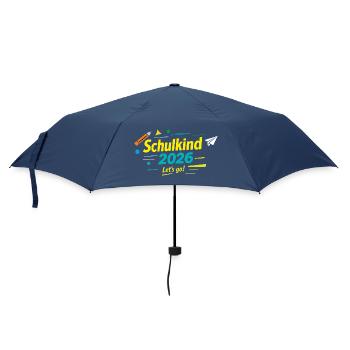 Schulkind 2026 - Endlich gehts los - Regenschirm (klein) - Navy - Vorne