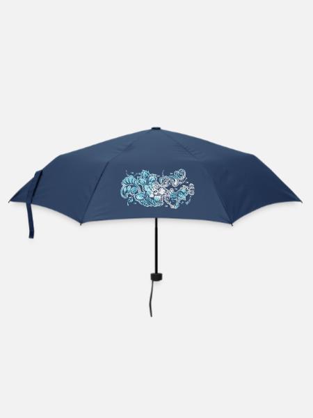 Blue Flower Pattern - Umbrella (small) - navy