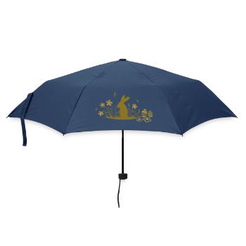 Easter bunny with Easter Eggs and flowers - Umbrella (small) - navy - Front