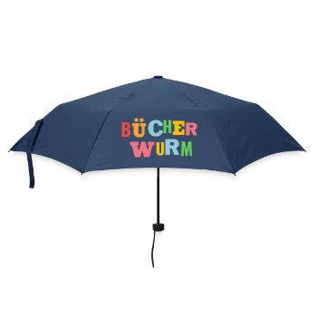 Bücherwurm - Regenschirm (klein) - Navy - Vorne