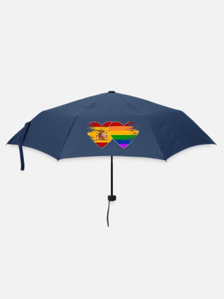 Spanien Regenbogen Flagge Herz used - Regenschirm (klein) - Navy