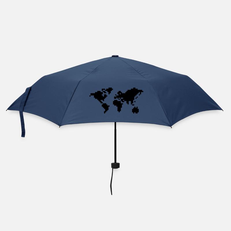 Pixel Weltkarte - Regenschirm (klein) - Navy