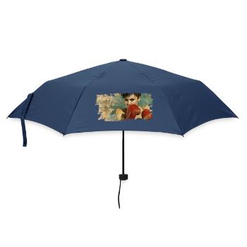Vintage Boxing Frau - Regenschirm (klein) - Navy - Vorne