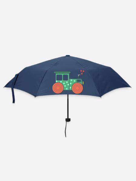 Kraftfahrzeug Ackerbau Herz Traktor Biobauer Feld - Regenschirm (klein) - Navy
