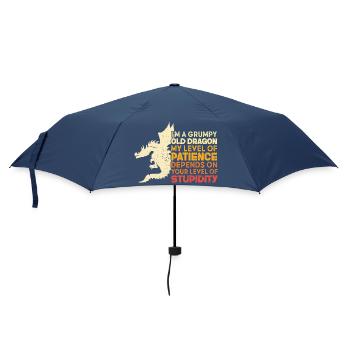 Grumpy Old Dragon Funny Patience Stupidity Graphic - Regenschirm (klein) - Navy - Vorne