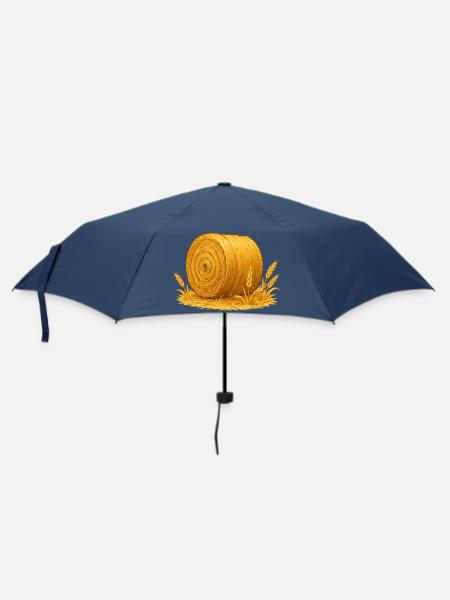 Goldenes Heuballen Motiv - Regenschirm (klein) - Navy