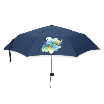 Fließende Formen: Abstraktes Aquarell-Design - Regenschirm (klein) - Navy - Vorne