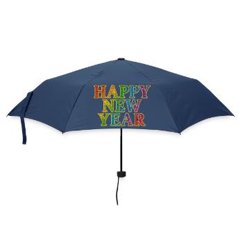 Frohes Neujahr Glitter Regenbogen Silvester - Regenschirm (klein) - Navy - Vorne