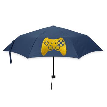 Goldenes Gamepad - Regenschirm (klein) - Navy - Vorne