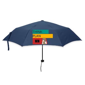 THINK · PLAN · WIN – Motivational T-Shirt - Umbrella (small) - navy - Front