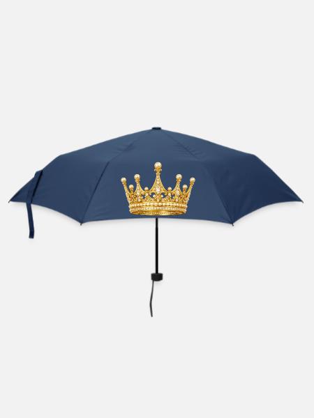 Goldene Königskrone mit Perlen - Regenschirm (klein) - Navy