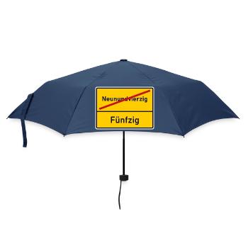 Ortsende Neunundvierzig - nächster Ort Fünfzig - Regenschirm (klein) - Navy - Vorne