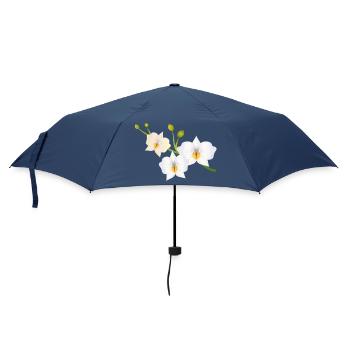 delicate opalescent white flowers of an orchid - Umbrella (small) - navy - Front