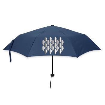Elegantes Blattmuster in Grautönen - Regenschirm (klein) - Navy - Vorne