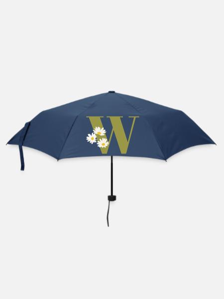 Buchstabe w Grüne Gänseblümchen - Regenschirm (klein) - Navy