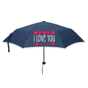 Romantisches Herz mit Pfeil und Liebesbotschaft - Regenschirm (klein) - Navy - Vorne