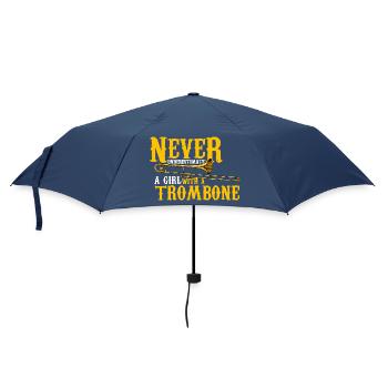 Never Understands: Trombone Girl - Umbrella (small) - navy - Front
