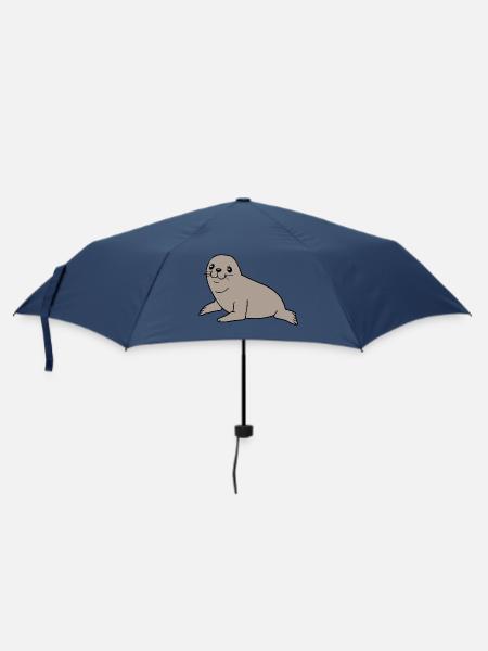 Seehund Robben T-shirt Geschenk Norddeutschland - Regenschirm (klein) - Navy