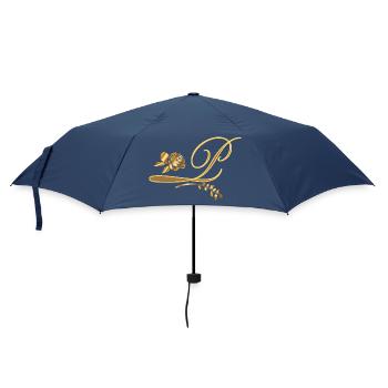 Initiale P mit Rose - Regenschirm (klein) - Navy - Vorne