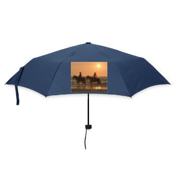 Cavalier au coucher du soleil sur la plage - Parapluie standard - marine - Devant