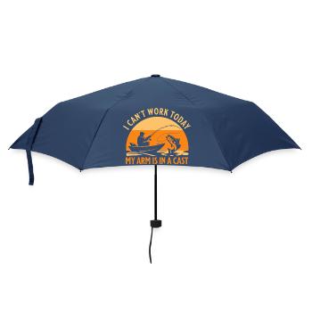 Ich kann heute nicht arbeiten, mein Arm ist in einem Gips – lustige Fis - Regenschirm (klein) - Navy - Vorne