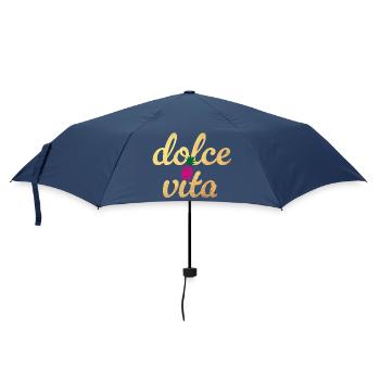 Dolce Vita Quote Ananas Party Gold Lebensfreude - Regenschirm (klein) - Navy - Vorne