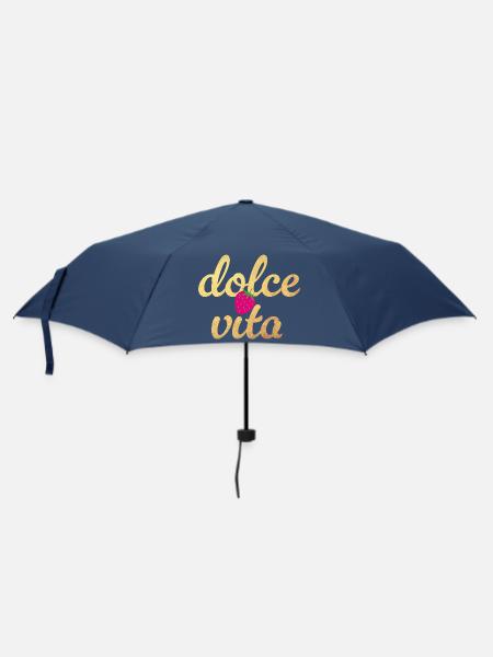 Dolce Vita Gold Erdbeere Italien Lebensfreude Fun - Regenschirm (klein) - Navy