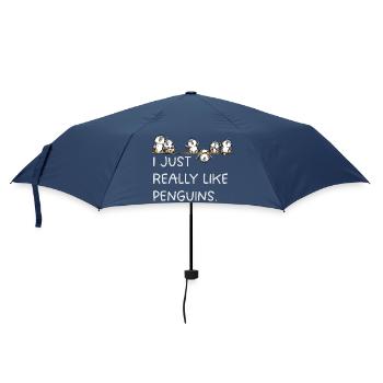 Pinguine Spruch Penguin Lover Tierhumor Cartoon - Regenschirm (klein) - Navy - Vorne