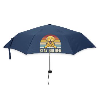 Stay Golden Golden Retriever Retro Motiv - Regenschirm (klein) - Navy - Vorne