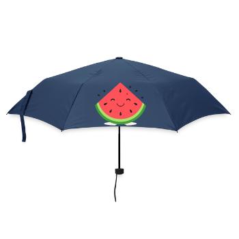 Kawaii Melone – Süße Wassermelone Cartoon Grafik - Regenschirm (klein) - Navy - Vorne