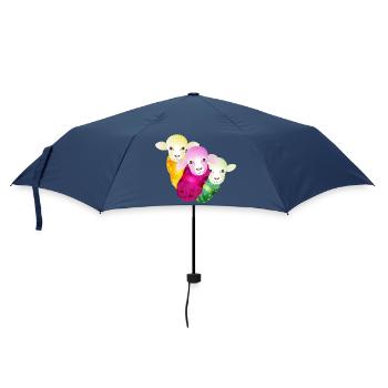 three colourful sheep with colour-coordinated wool - Umbrella (small) - navy - Front