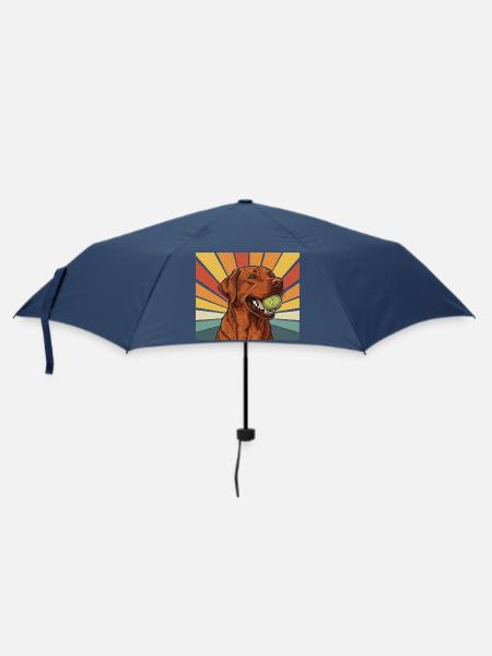 Fox Red Labrador mit Ball im Maul Retro Design - Regenschirm (klein) - Navy