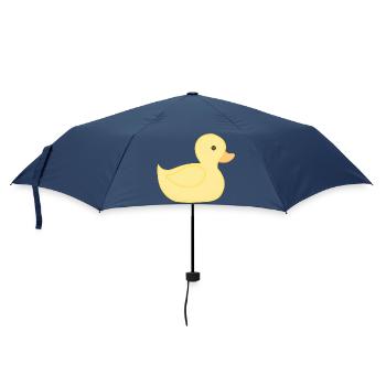 Gelbe Gummiente Cartoon Stil - Regenschirm (klein) - Navy - Vorne
