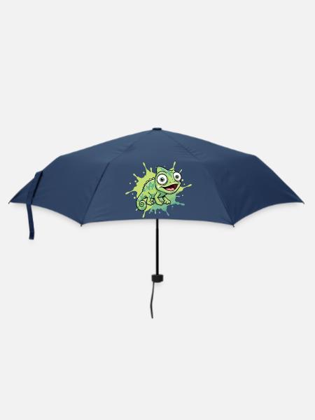 Fröhlicher Chamäleon Spritzer - Regenschirm (klein) - Navy