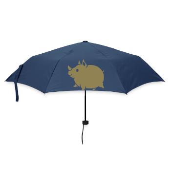 Nashorn süß Cartoon Silhouette - Regenschirm (klein) - Navy - Vorne