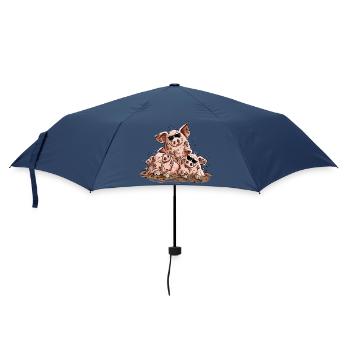 Schweine Sonnenbrille Matsch Schwein Tierhumor - Regenschirm (klein) - Navy - Vorne